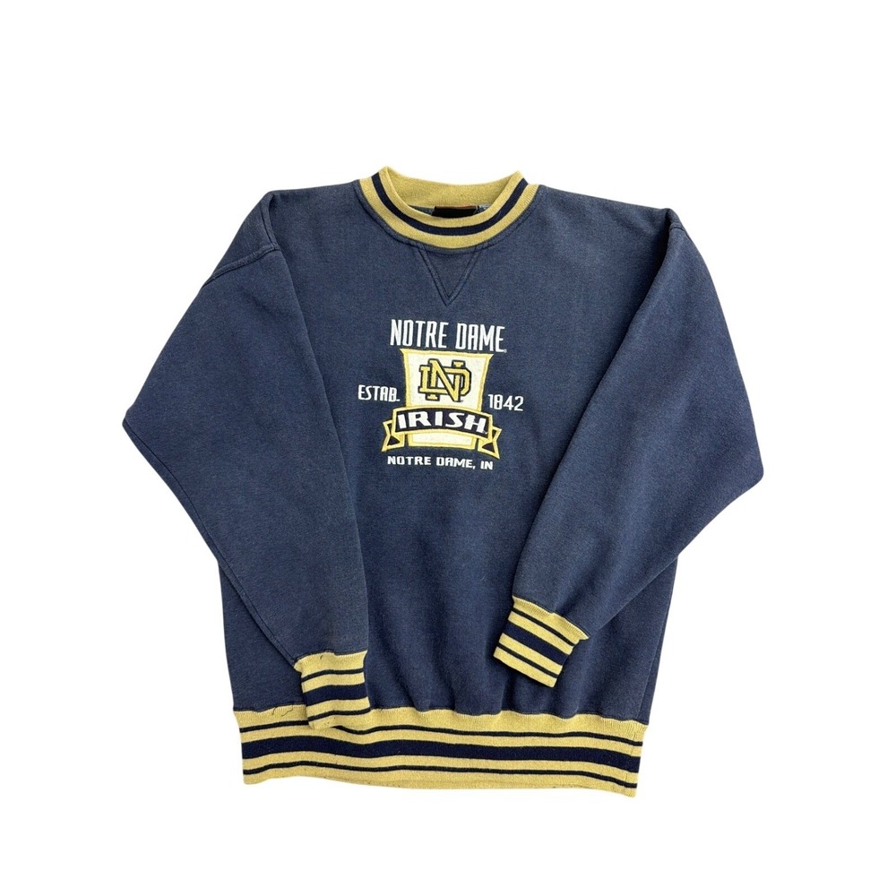 Vintage‎ Notre Dame Fighting Irish Sweatshirt Crable Sportswear Navy Gold Mens L